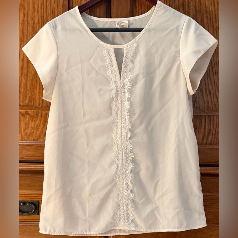 Japna Keyhole Neck Lace Front Detail Cap Sleeve Feminine Cottagecore Layering